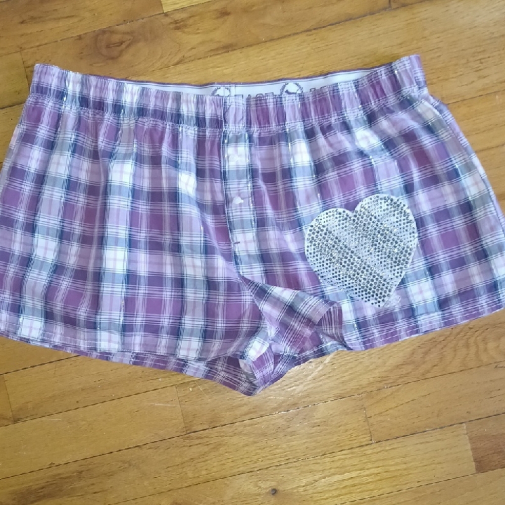 PINK Victoria's Secret Purple and White Sleepwear Shorts